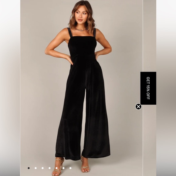 Petal + Pup Scarlett Velvet Black Romper - Picture 1 of 3